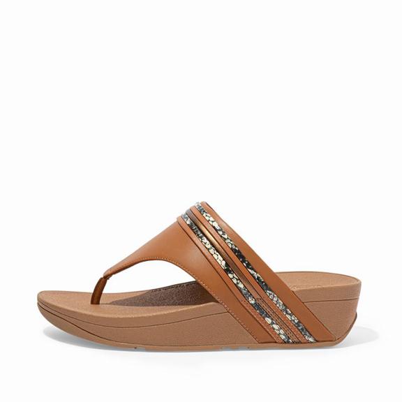 Fitflop Olive Leather Faux Toe Post Sandals Light Brown Womens - South Africa (TLUP20183)